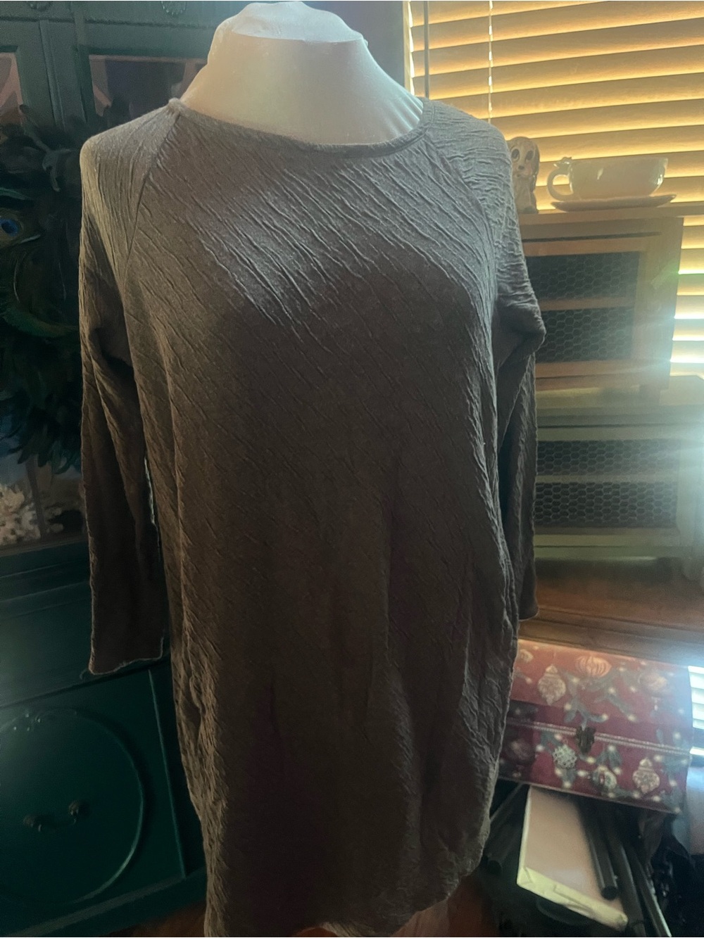 Pure J Jill large Women's Textured Long Sleeve Tunic Dress - Brown